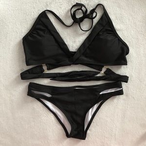 Black Wrap Bikini Set Size S